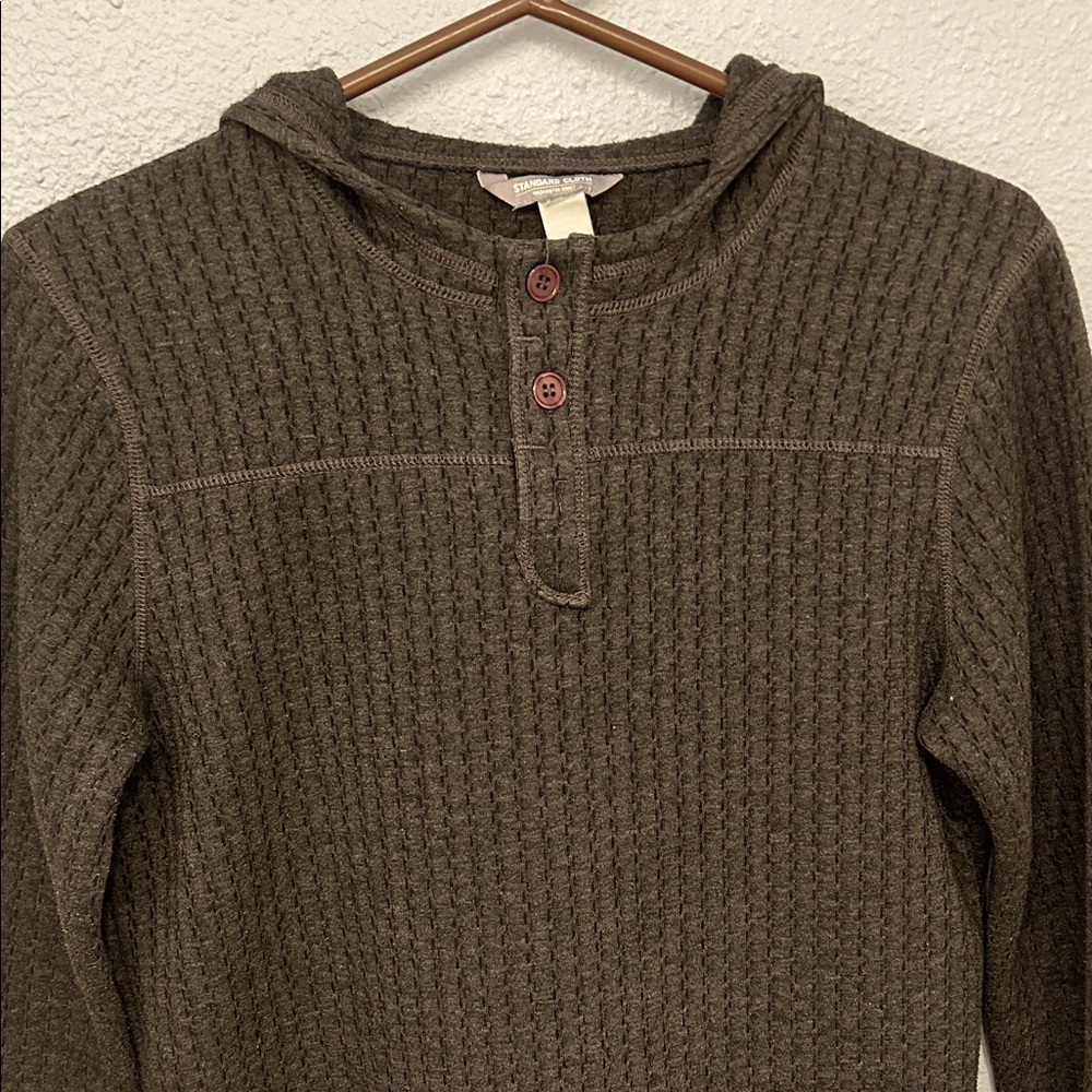 Brown Waffle Knit Hoodie
